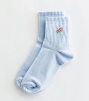 New Look Pale Blue Embroidered Watermelon Tube Socks